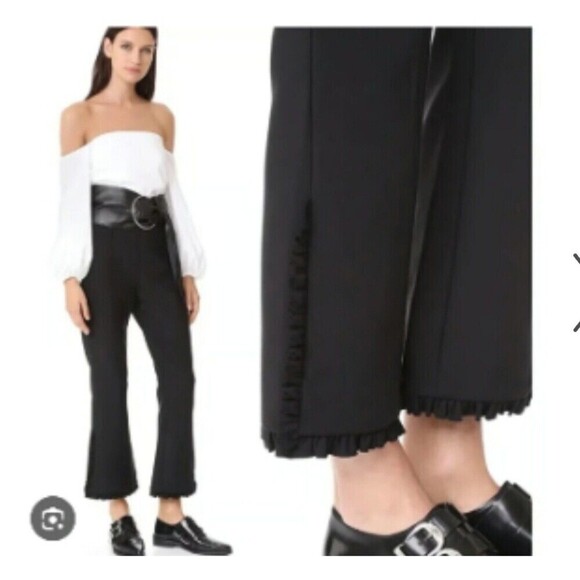 Clinq a Sept Onyx Ruffle Crop Pants Size 2 - Picture 3 of 11